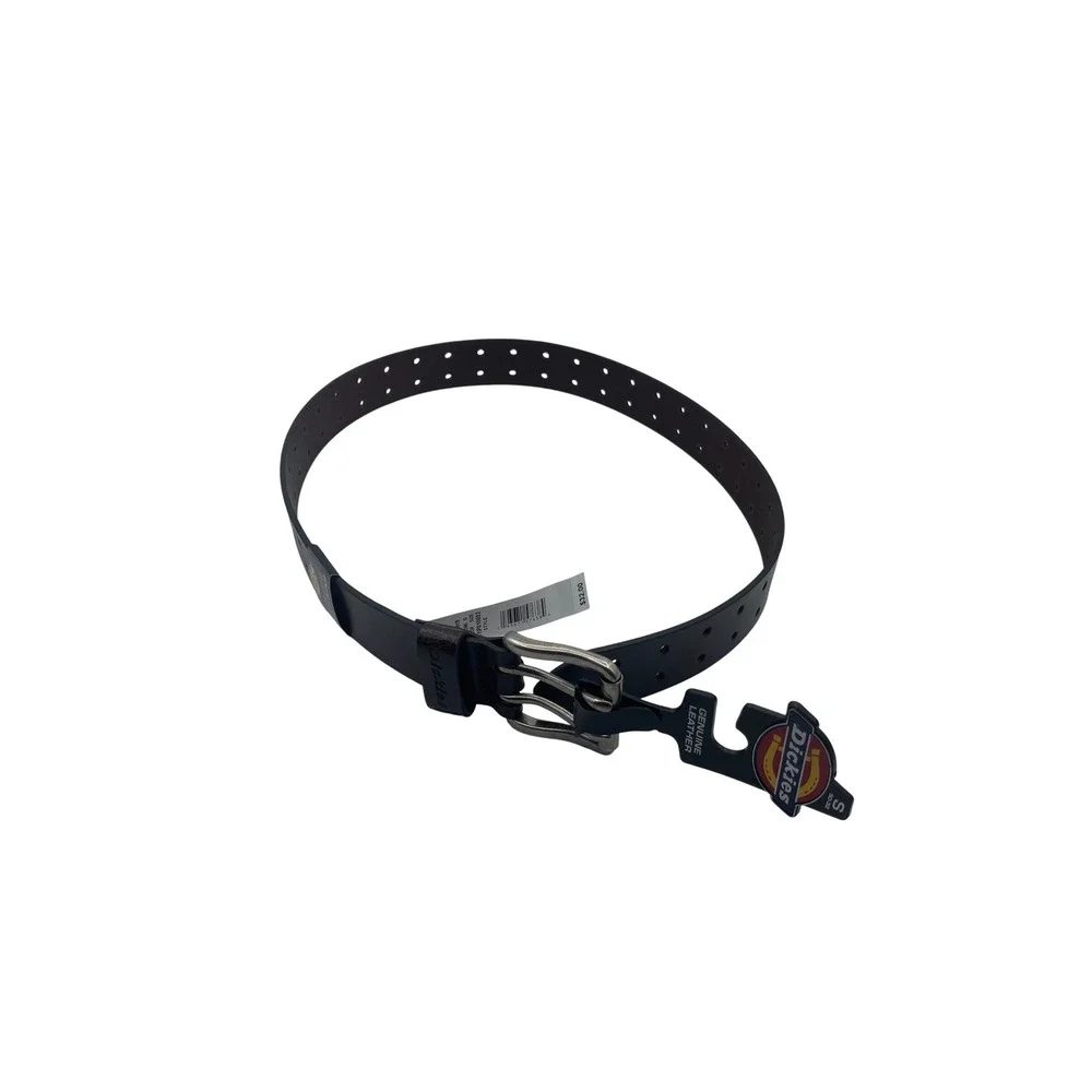 Dickies Mens Dark Brown Genuine Leather Belt Double Prong Buckle Small NWT